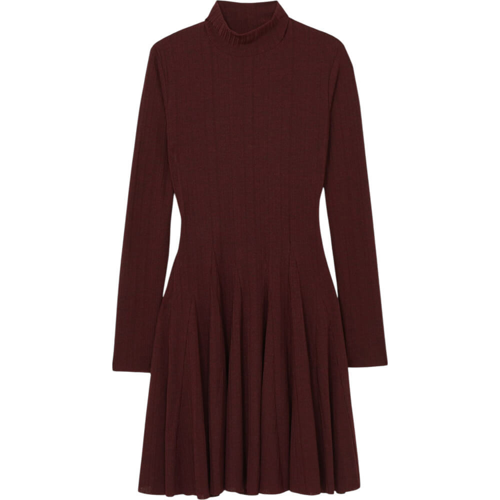 REISS SAVANNAH Jersey Ribbed Flared Mini Dress